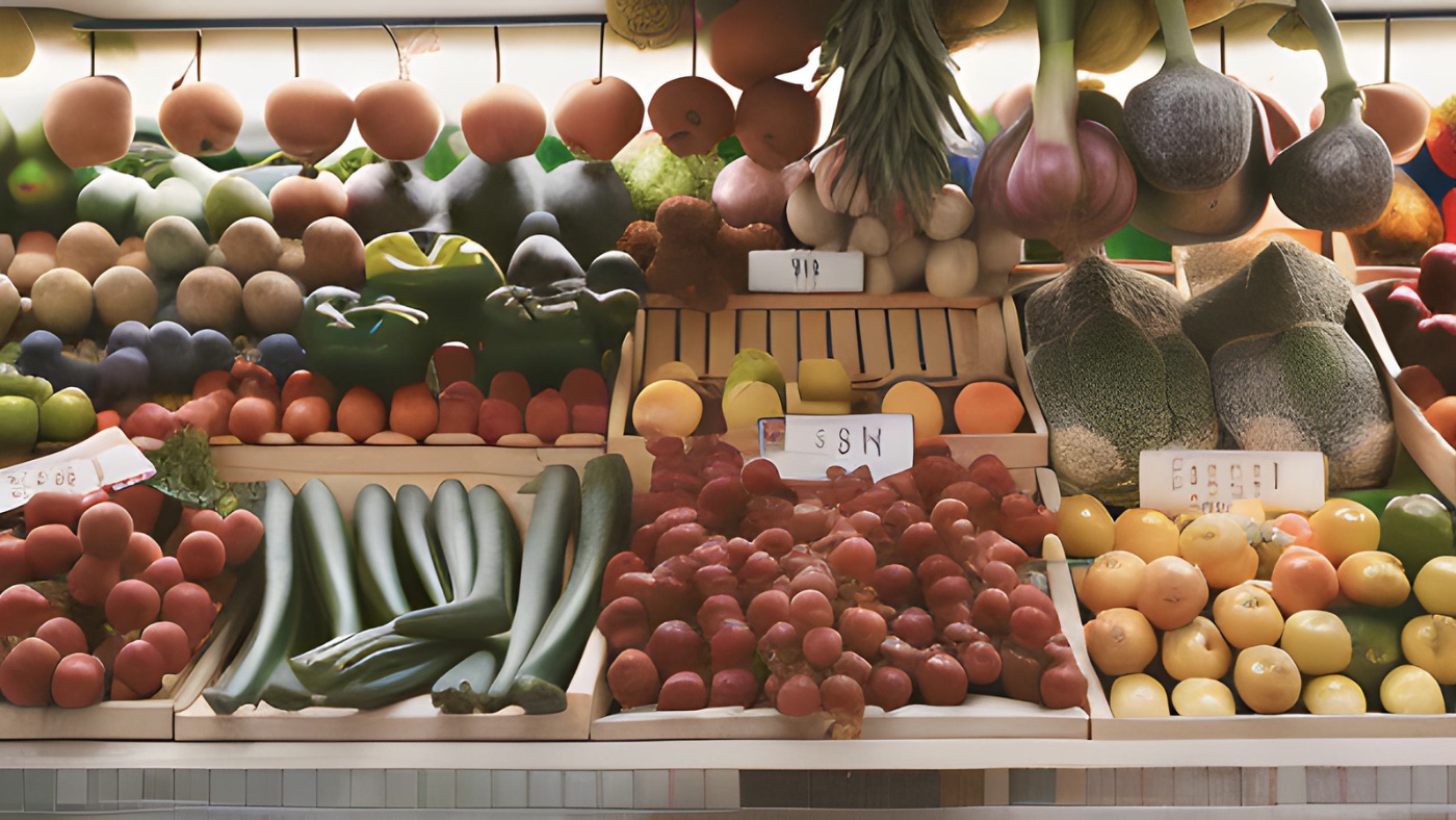 Fruits and vegetables in San Telmo Market alt text